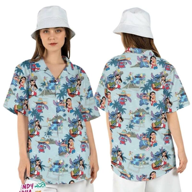 Lilo stitch beach cute tropical disney summer vacation hawaiian shirt 1