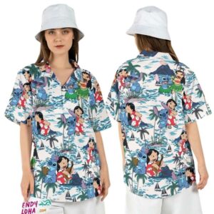 Lilo Stitch Singer Song Guitar Beach Tropical Hawaiian Shirt