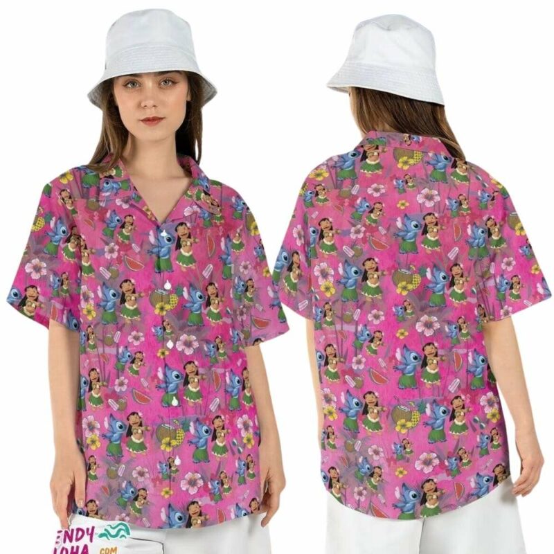 Lilo stitch tropical disneyland trip hawaiian shirt 1