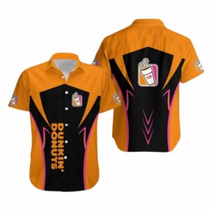 Logo Dunkin' Donuts In My Heart Black And Orange Hawaiian Shirt