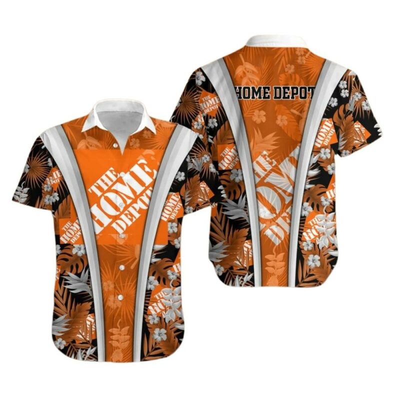 Logo The Home Depot Floral Patterns Flowers Hawaiian Shirt
