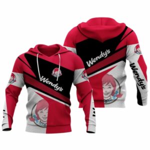 Logo Wendy's Black And Red All Over Print Hoodie