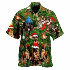 Lovely Christmas German Shepherd Green Hawaiian Shirt