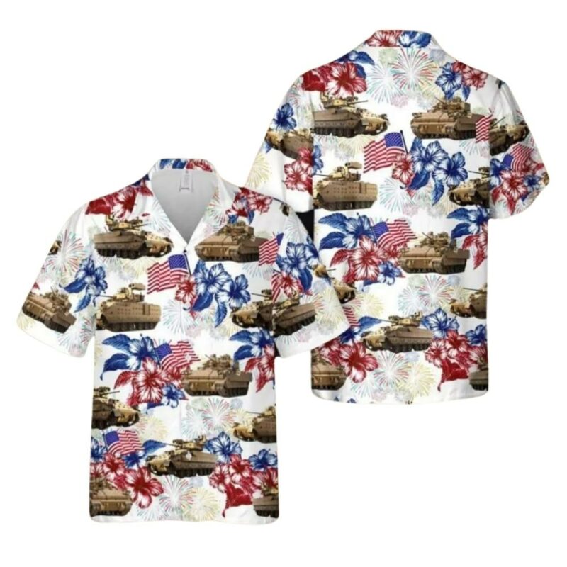 M2 bradley fighting vehicle 4th of july hawaiian shirt 1