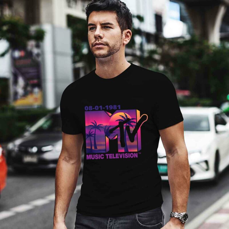 Mademark X Mtv The Official 1981 Mtv Logo With Purple Palms In The Sunset 0 T Shirt