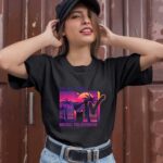 Mademark X Mtv The Official 1981 Mtv Logo With Purple Palms In The Sunset 1 T Shirt