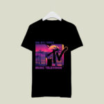 Mademark X Mtv The Official 1981 Mtv Logo With Purple Palms In The Sunset 2 T Shirt