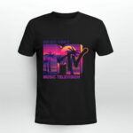 Mademark X Mtv The Official 1981 Mtv Logo With Purple Palms In The Sunset 3 T Shirt