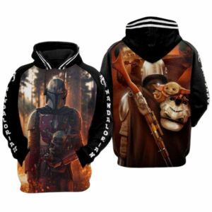 Mandalorian And Baby Yoda Star Wars All Over Print Hoodie