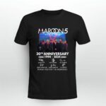 Maroon 5 30th Anniversary 1994 2024 Thank You For The Memories Signatures 1 T Shirt