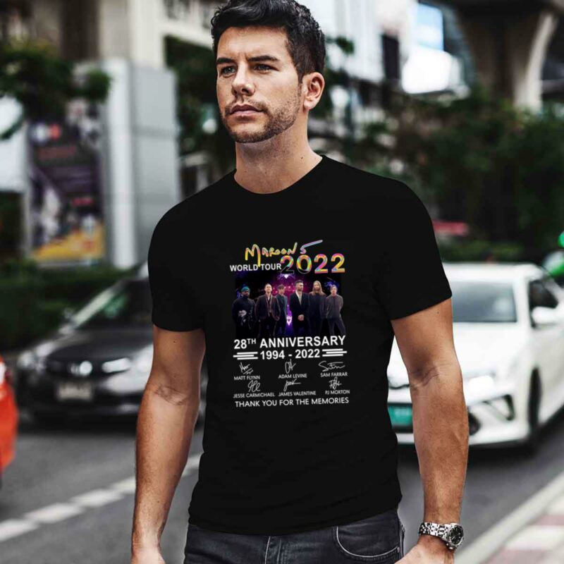 Maroon 5 World Tour 2022 28Th Anniversary 1994 2022 Signatures 4 T Shirt