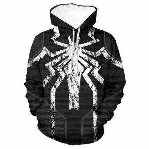 Marvel Spider Man Black And Dark Scratch All Over Print Hoodie