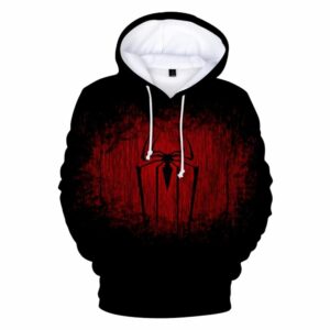 Marvel Spider Man Logo Black And Red Scratch All Over Print Hoodie