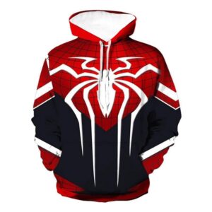 Marvel Spider Man Logo Red And Navy All Over Print Hoodie