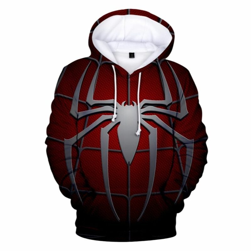 Marvel spider man logo red uniform 3d hoodie 1