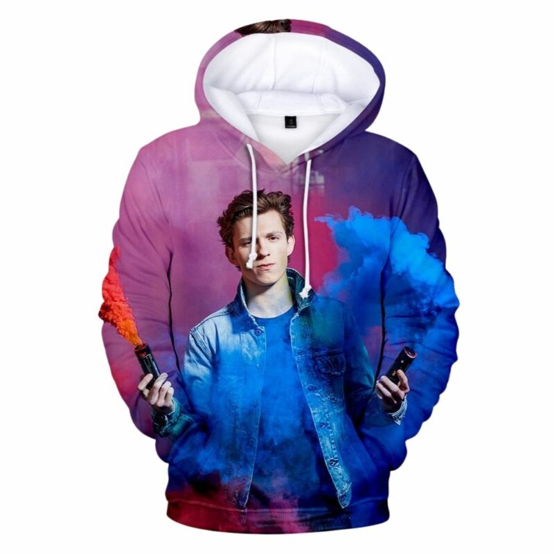 Marvel spiderman color blue and orange 3d hoodie 1