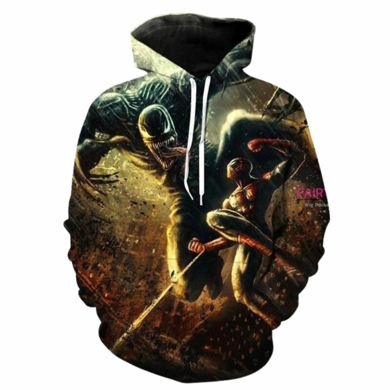 Marvel venom spider man fighting 3d hoodie 1