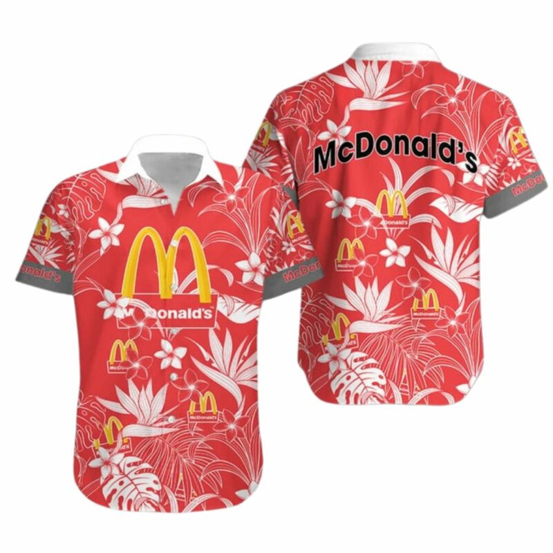 McDonalds Pattern Floral Tropical Hawaiian Shirt
