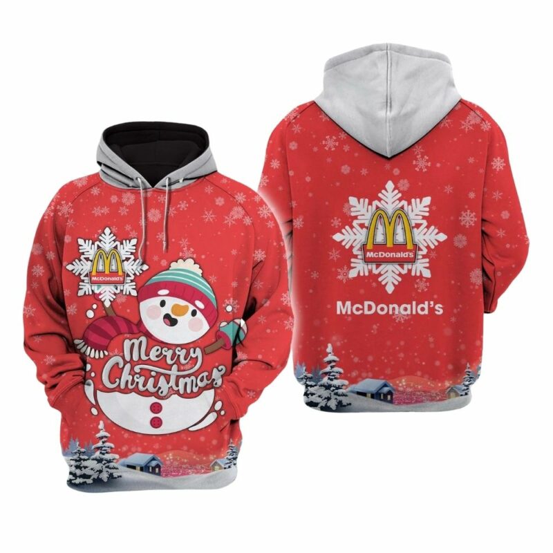 McDonalds Snow Merry Christmas All Over Print Hoodie