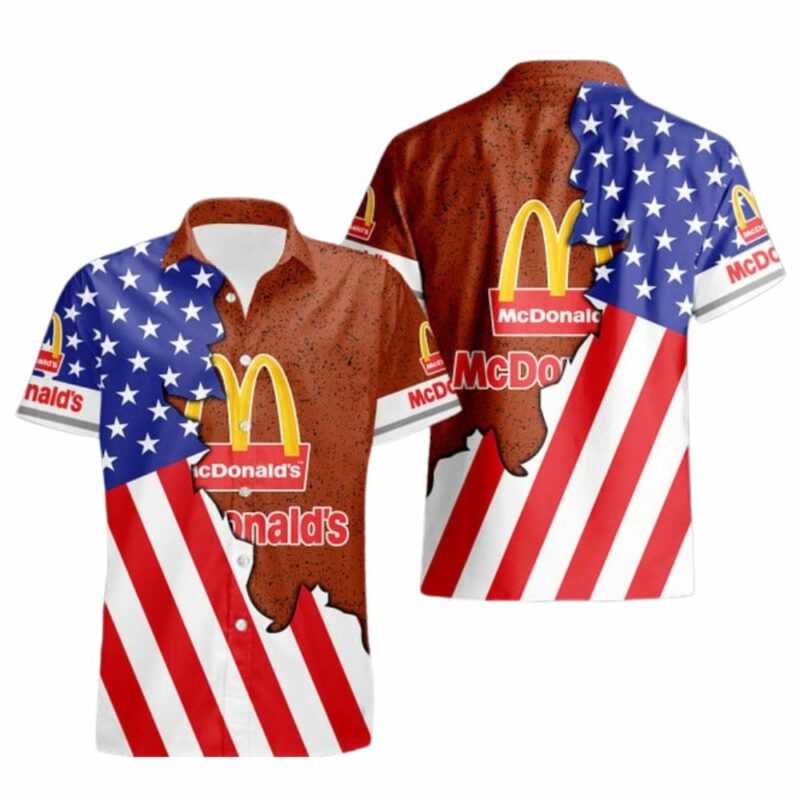 McDonalds With Flag American For 4Th Of July Hawaiian Shirt