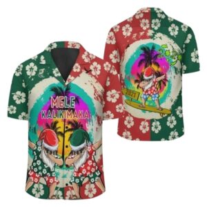 Mele Kalikimaka Dabbing Santa Surfing Hawaiian Shirt