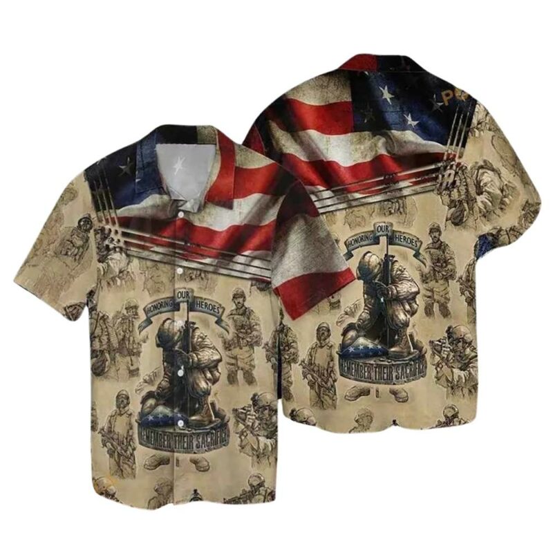 Memorial day 4th of july independence day honoring hawaiian shirt 1