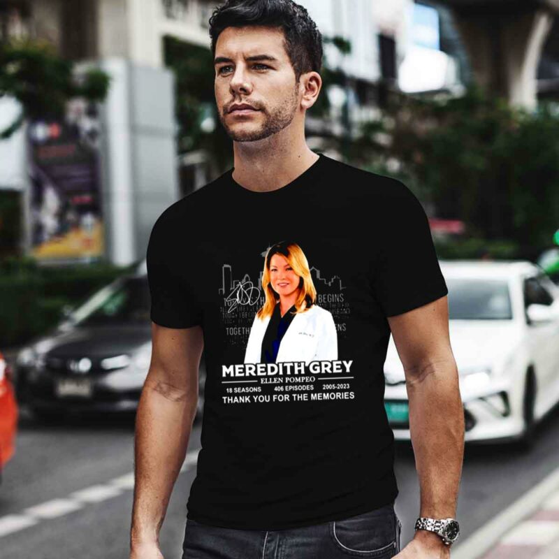 Meredith Grey Ellen Pompeo 2005 2023 Thank You For The Memories Signature 0 T Shirt