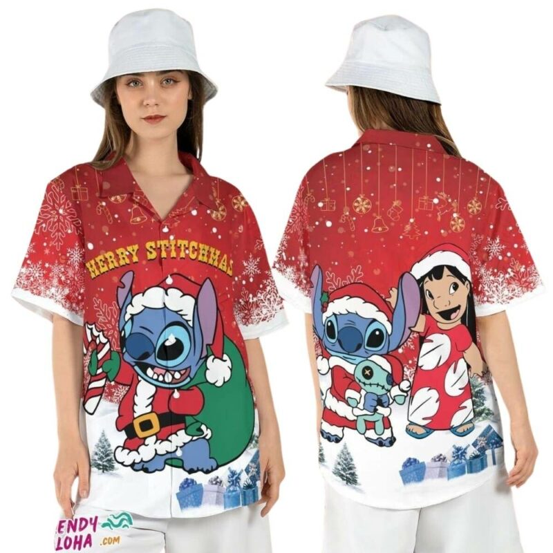 Merry stitchmas lilo santa stitch christmas hawaiian shirt 1