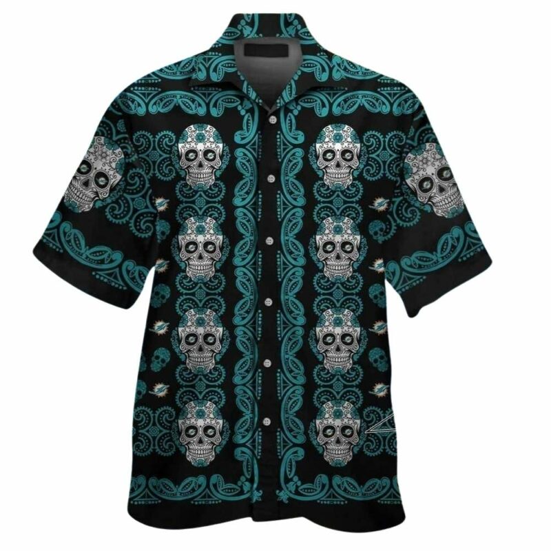 Miami dolphinsskull sugar floral hawaiian shirt 1