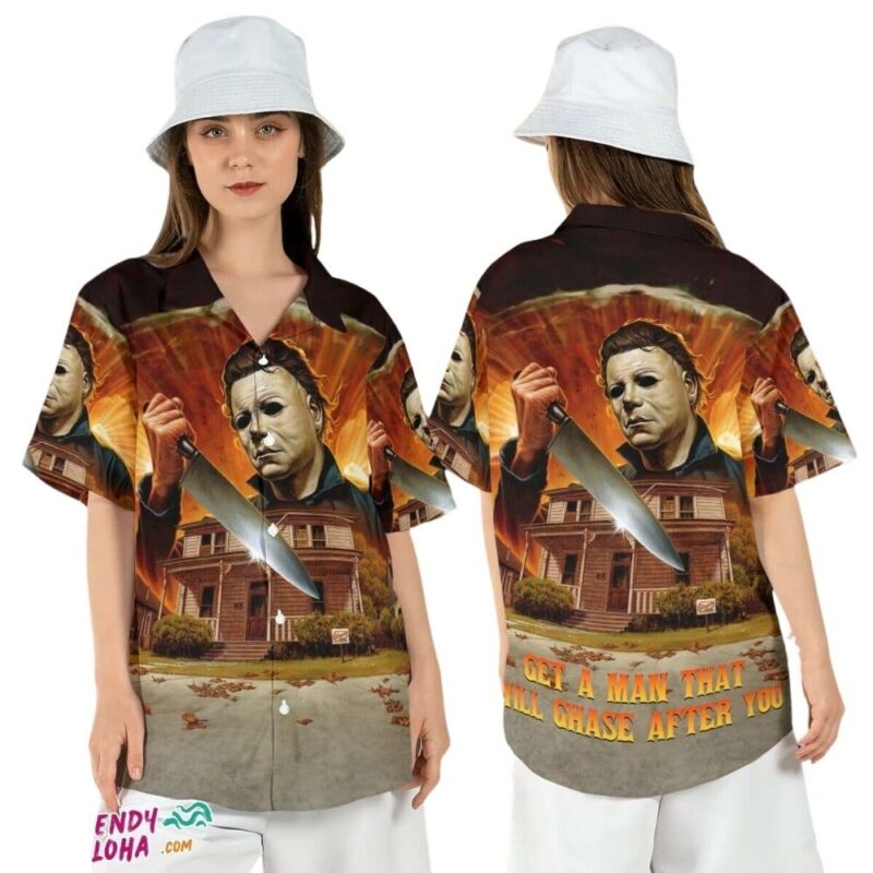 Michael myers chase after you horror movie character hawaiian shirt 1