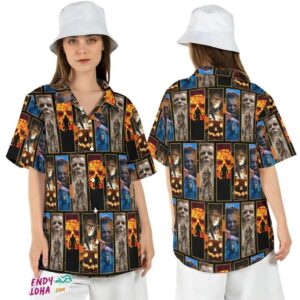 Michael Myers Laurie Halloween 1978 Horror Movie Hawaiian Shirt