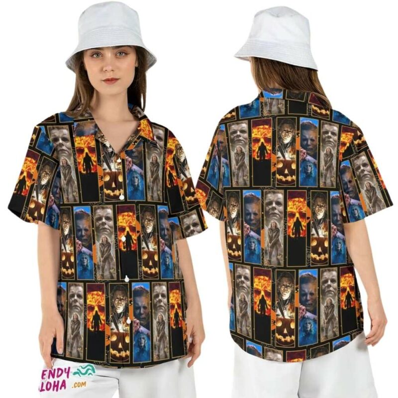 Michael myers laurie halloween hawaiian shirt 1978 horror movie hawaiian shirt 1