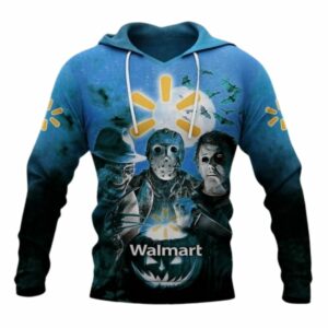 Michael Myers With Friends Horror With Logo Walmart Halloween All Over Print Hoodie