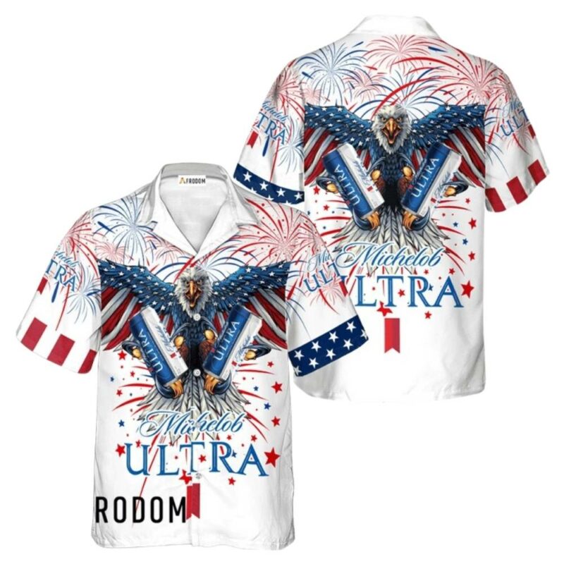 Michelob Ultra Eagle Fireworks Independence Day Hawaiian Shirt 1