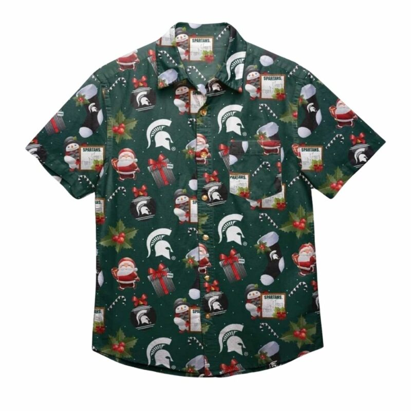 Michigan state santa christmas hawaiian shirt 1