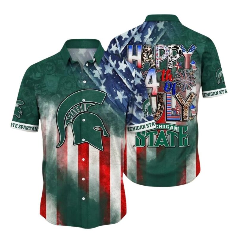 Michigan state with flag american for 4th of july hawaiian shirt 1
