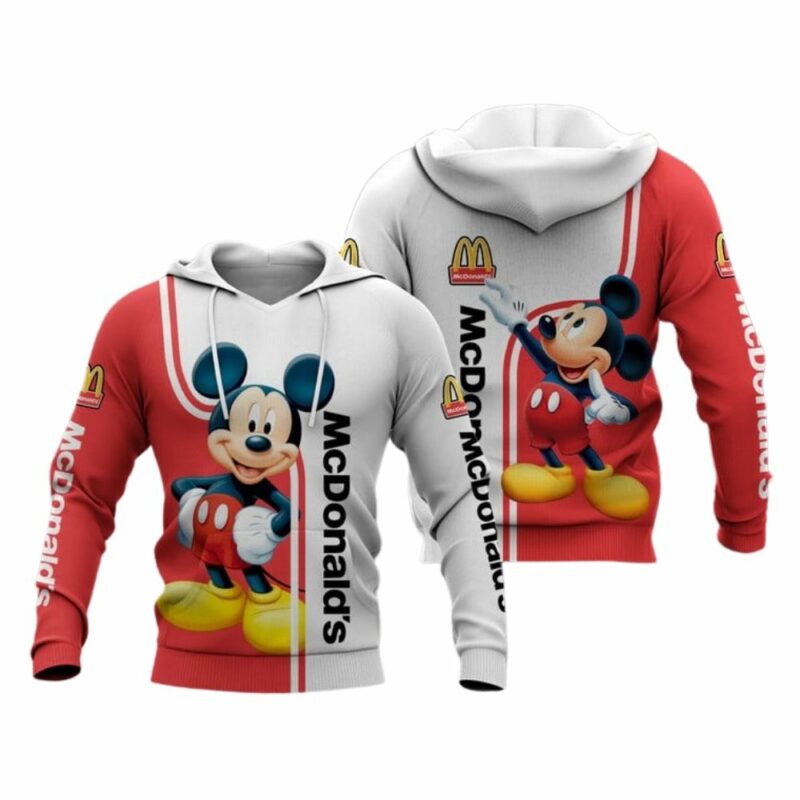 Mickey Mouse Funny With McDonalds White And Red All Over Print Hoodie