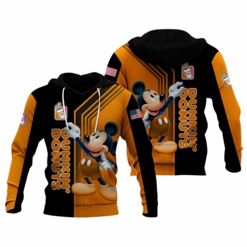 Mickey Mouse With Logo Dunkin Donuts All Over Print Hoodie All Over Print Hoodie
