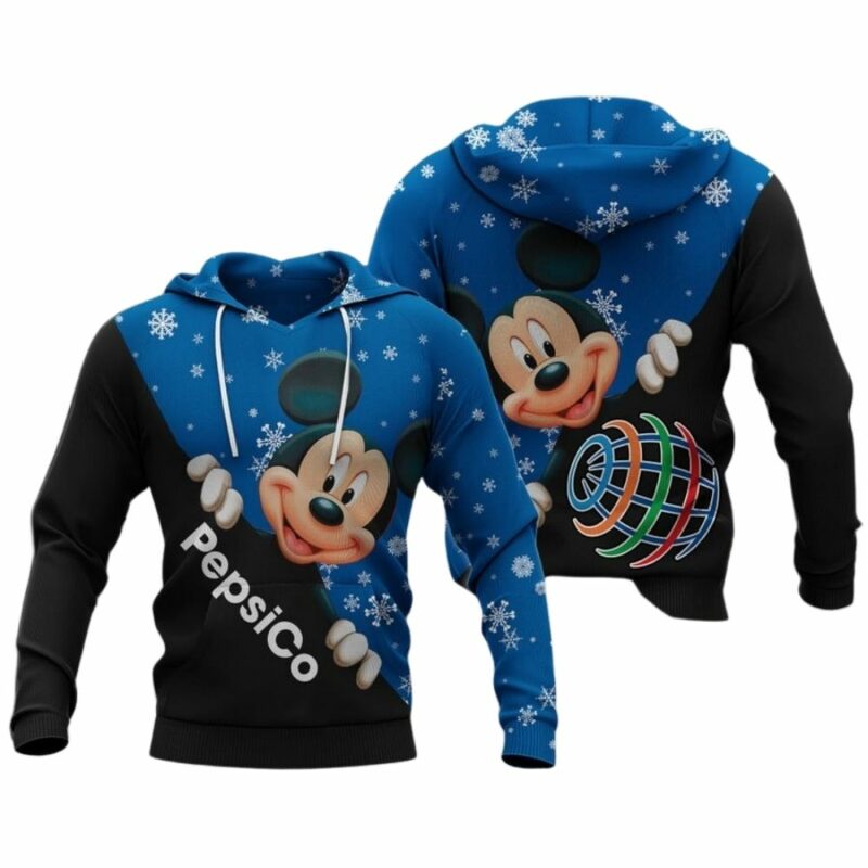 Mickey Mouse With Logo Pepsico Christmas All Over Print Hoodie