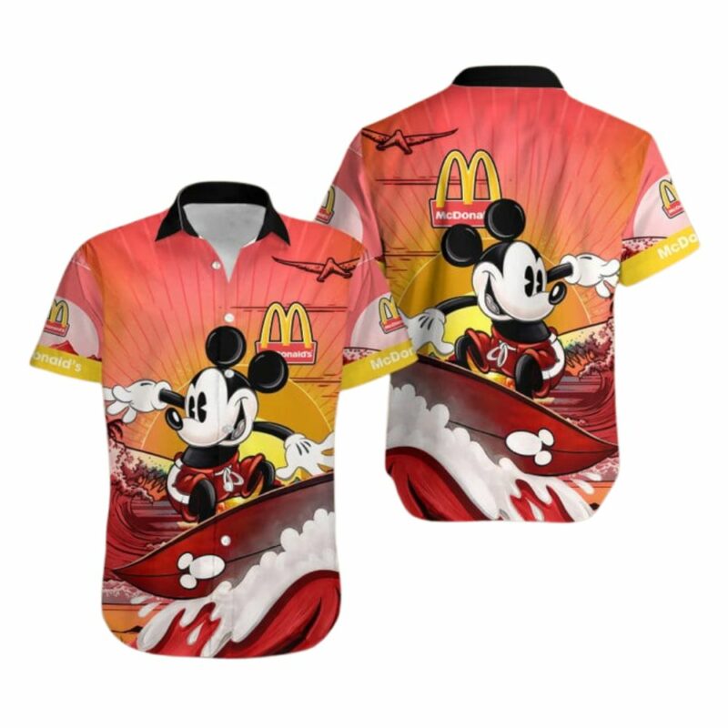 Mickey Mouse With McDonalds Surf Hawaiian Shirt
