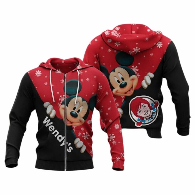 Mickey Mouse With Wendys Christmas All Over Print Hoodie
