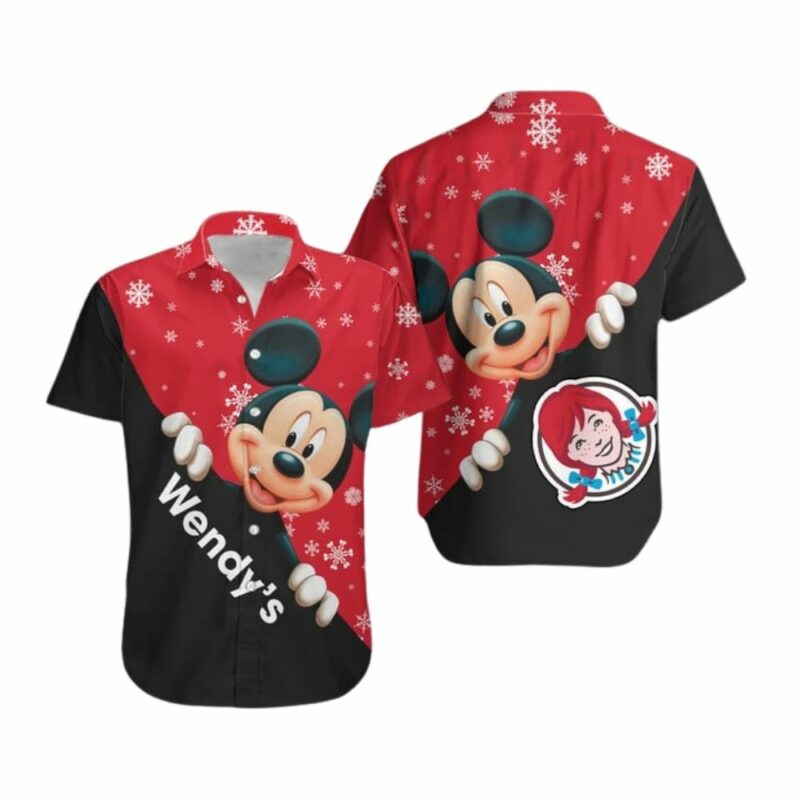 Mickey Mouse With Wendys Christmas Hawaiian Shirt