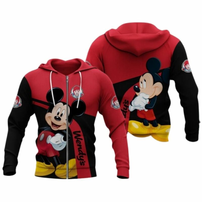 Mickey Mouse With Wendys In My Heart All Over Print Hoodie