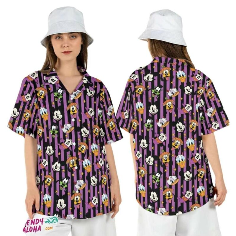 Mickey friends halloween costumes disneyland spooky hawaiian shirt 1