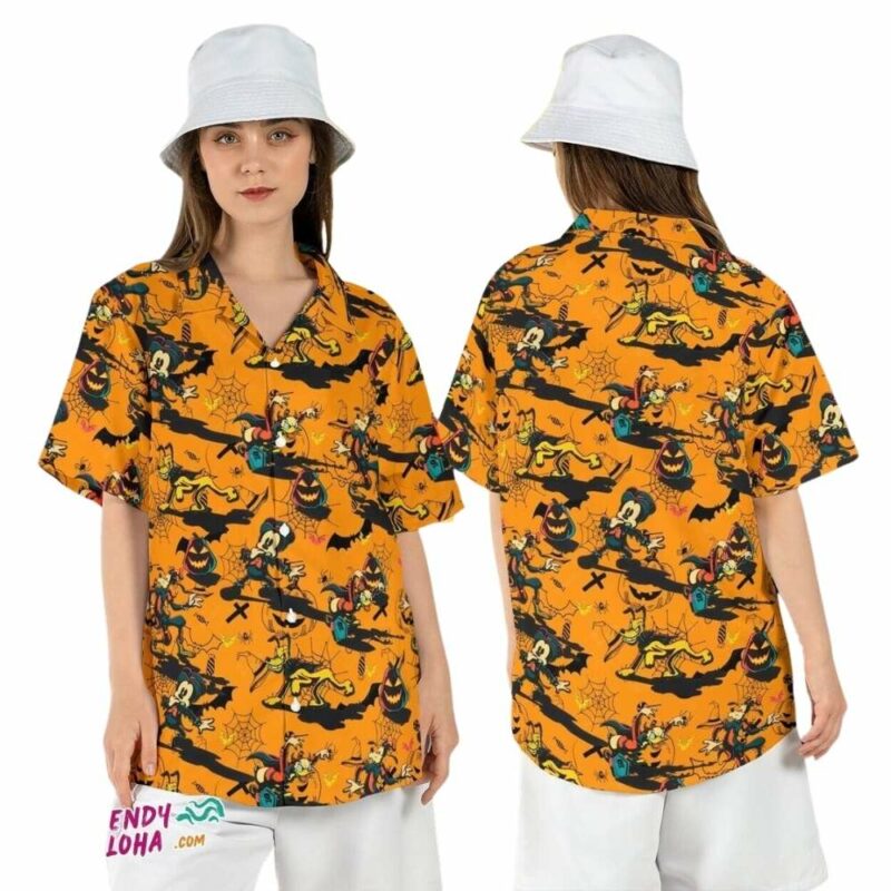 Mickey friends halloween party spooky season disney hawaiian shirt 1