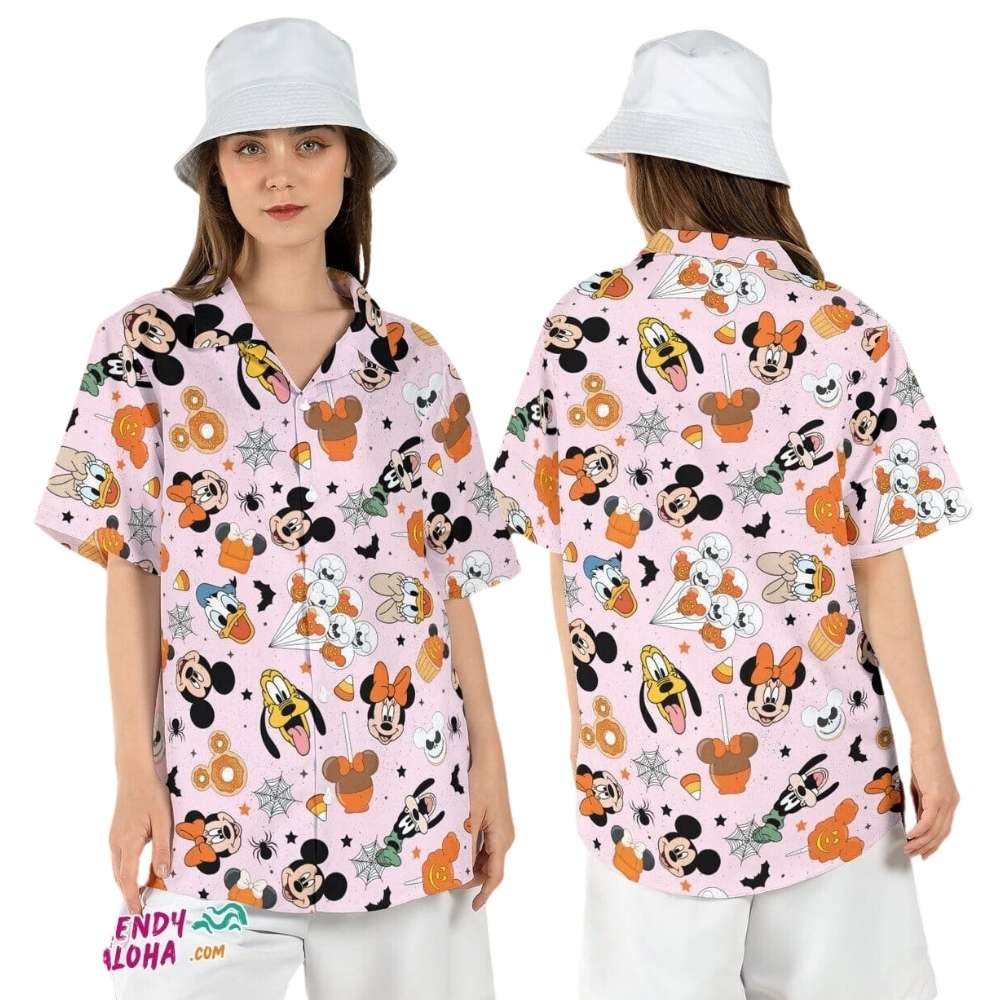 Mickey friends halloween spooky season disney trick treat hawaiian shirt 1