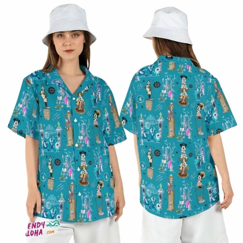 Mickey friends haunted mansion foolish mortals halloween hawaiian shirt 1