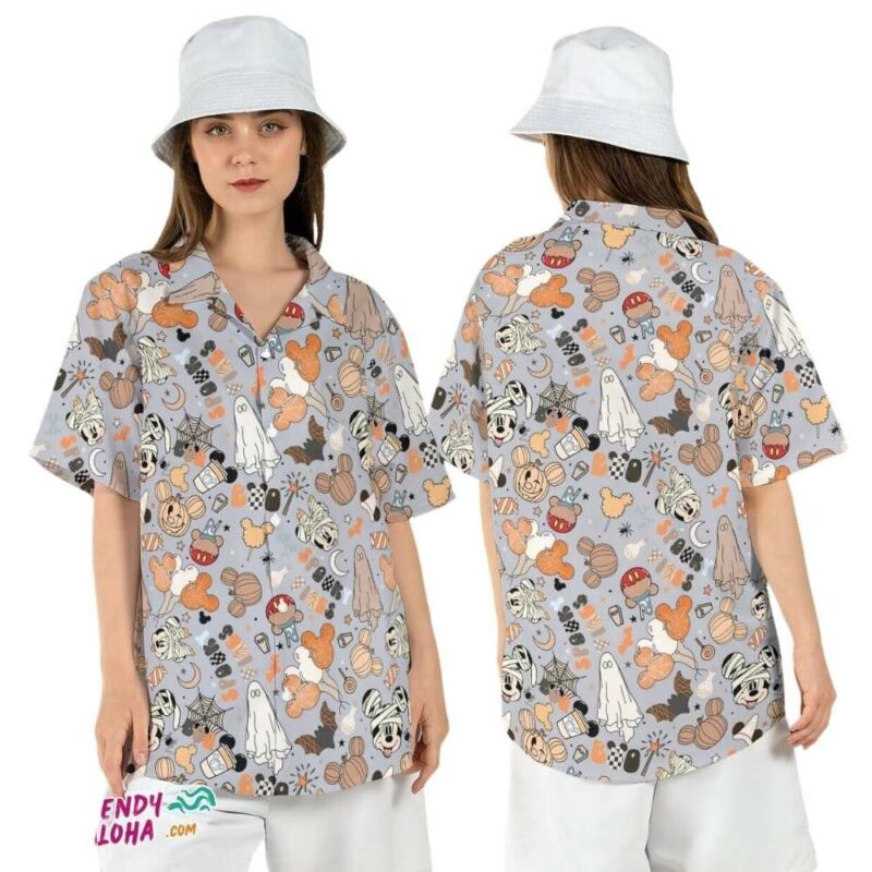 Mickey ghost mummy boo spooky vibes disneyland halloween hawaiian shirt 1