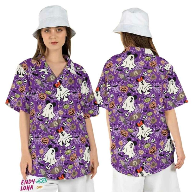 Mickey minnie ghost spooky halloween season boo hawaiian shirt 1