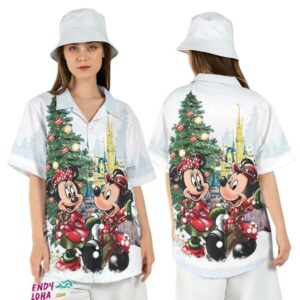 Mickey Minnie Xmas Castle Magic Kingdom Hawaiian Shirt